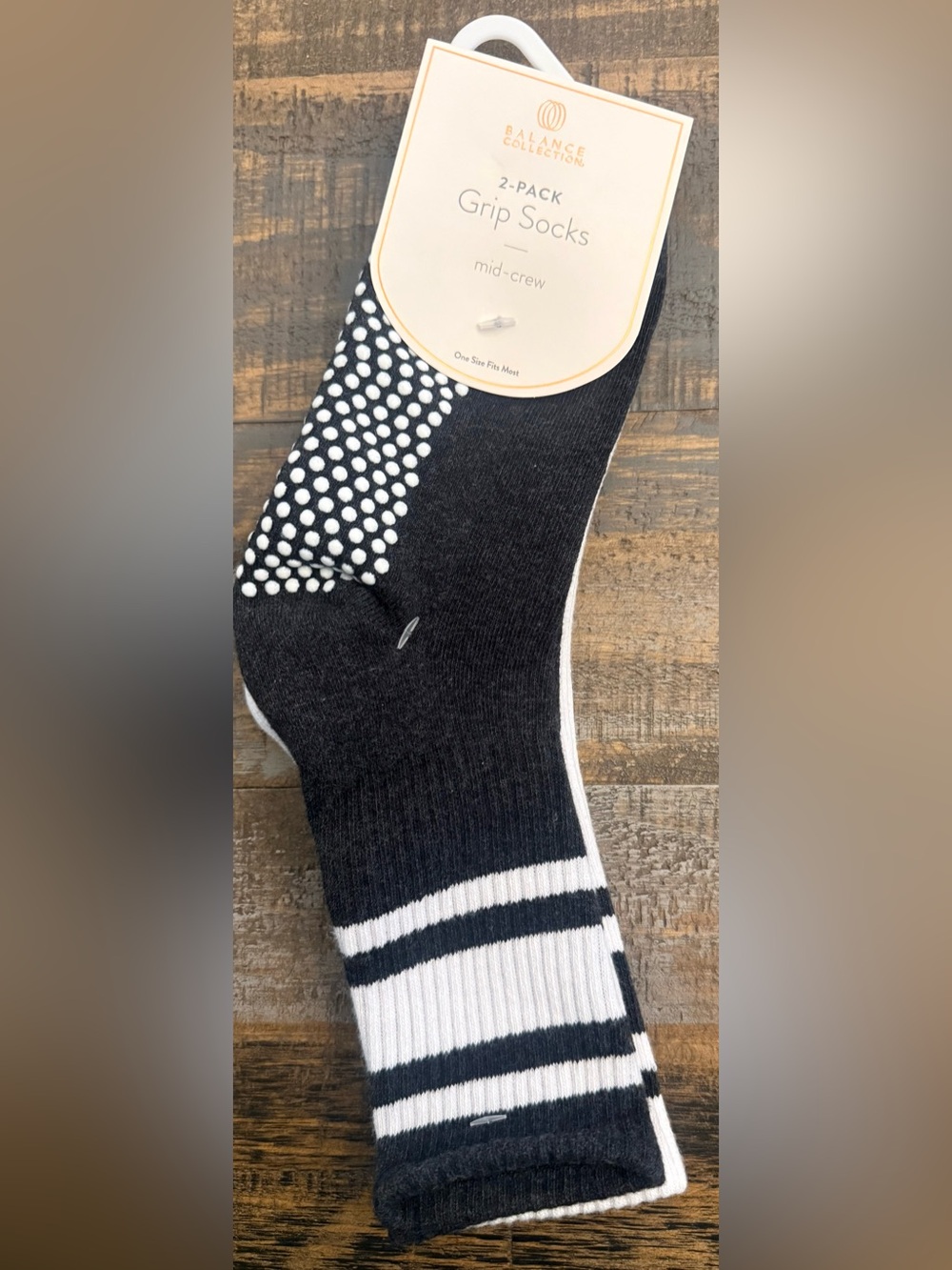 Balance Collection Women’s Black & White Grip Socks - 2 Pack